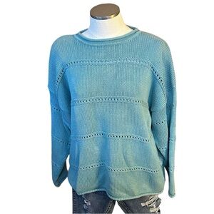 Vintage Women's Style NewYork Blue Knit Sweater